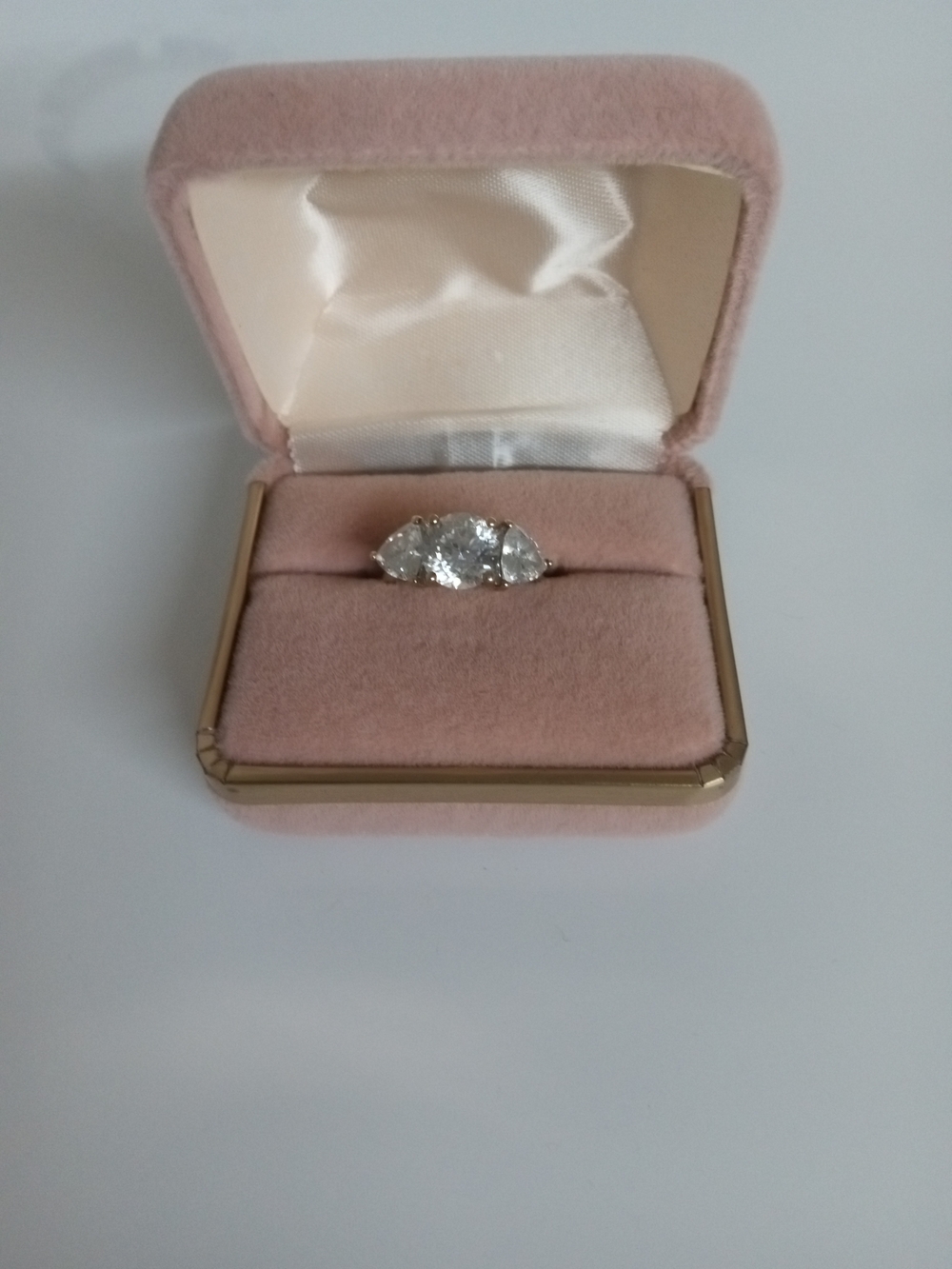 Three-Stone White Crystal Ring in Silver Setting